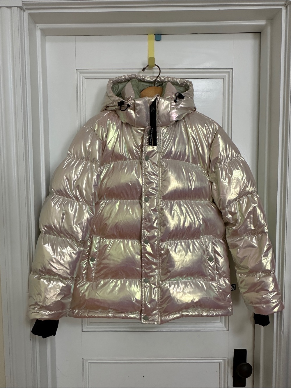 Aritzia Super Puff, hooded, regular length, Silver Birch color, women's S